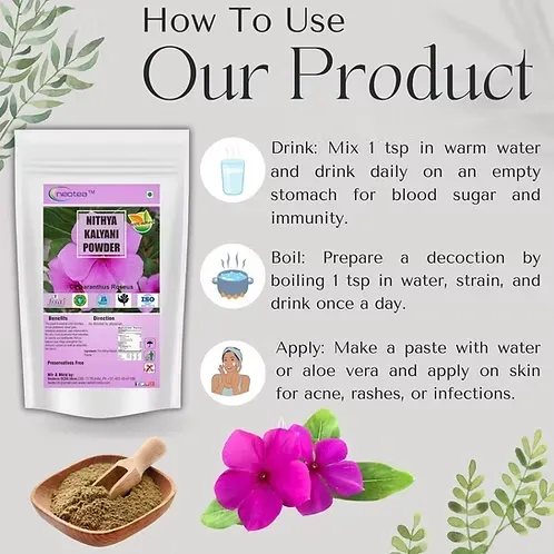 Flax Nithya Kalyani Powder | Sadabahar Rosy Periwinkle | Madagascar