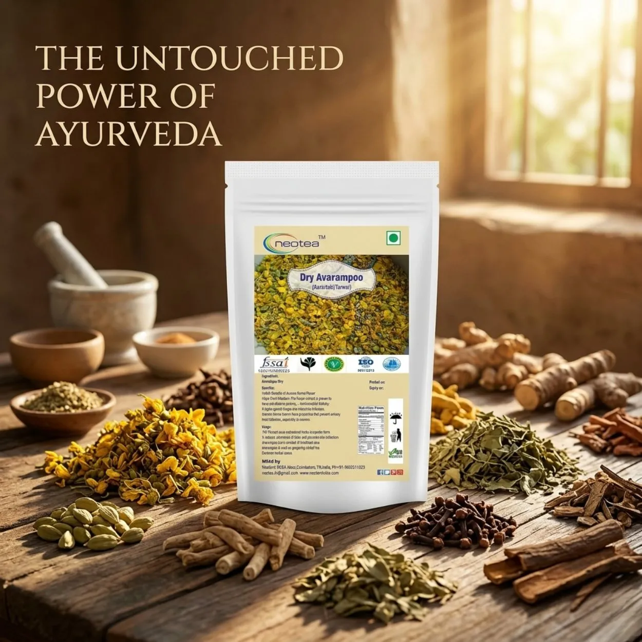 Neotea Dry Avarampoo Flower , Dried Senna Auriculata Flowers, Natural Herbal Ingredient, Traditional Herbal Tea & Beverage Preparation