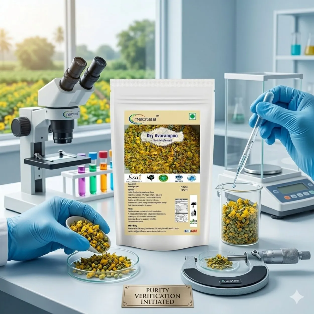 Neotea Dry Avarampoo Flower , Dried Senna Auriculata Flowers, Natural Herbal Ingredient, Traditional Herbal Tea & Beverage Preparation