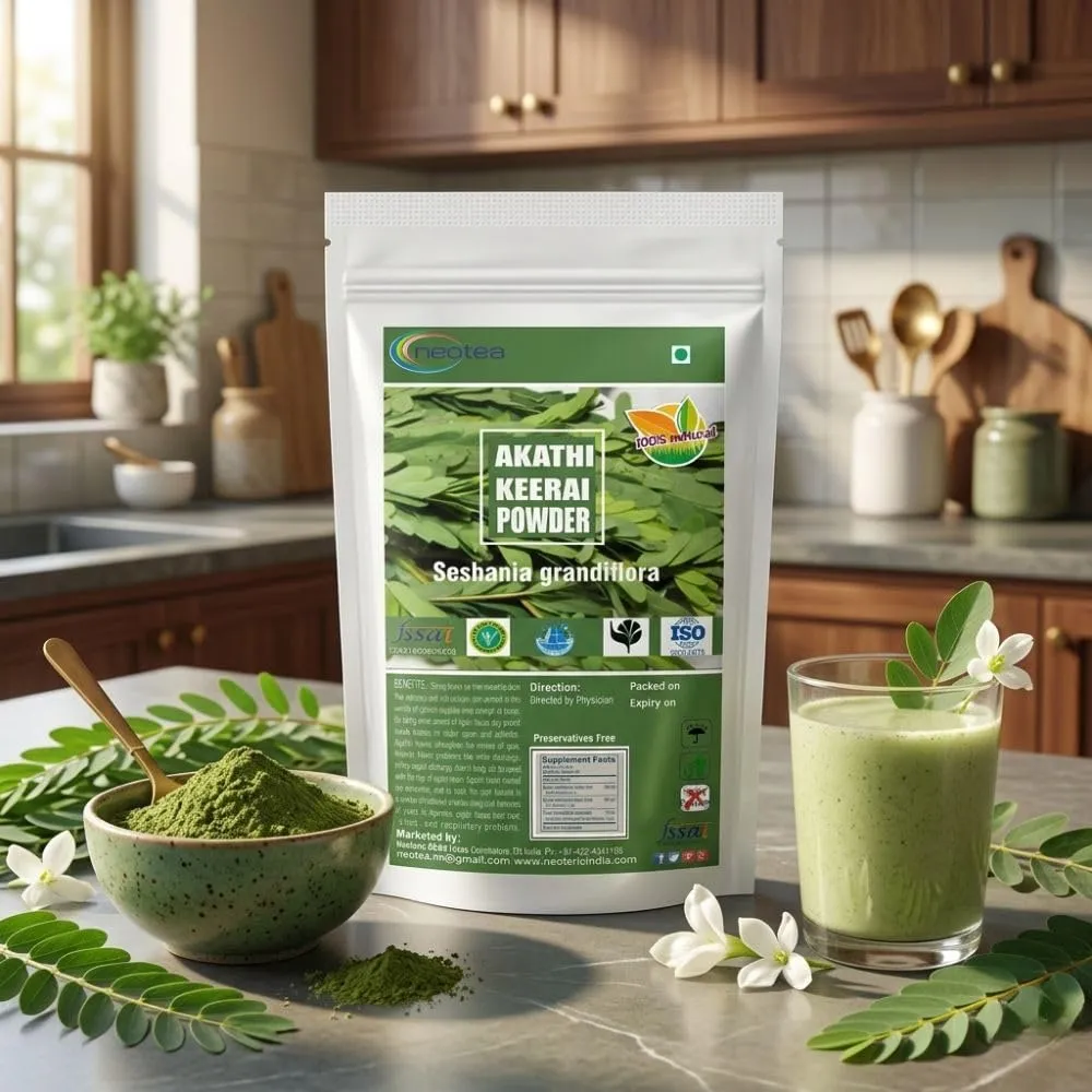 Neotea Agathi Keerai Powder | Sesbania grandiflora Leaf Powder | Traditionally Used Greens Powder | Natural Plant-Based Ingredient