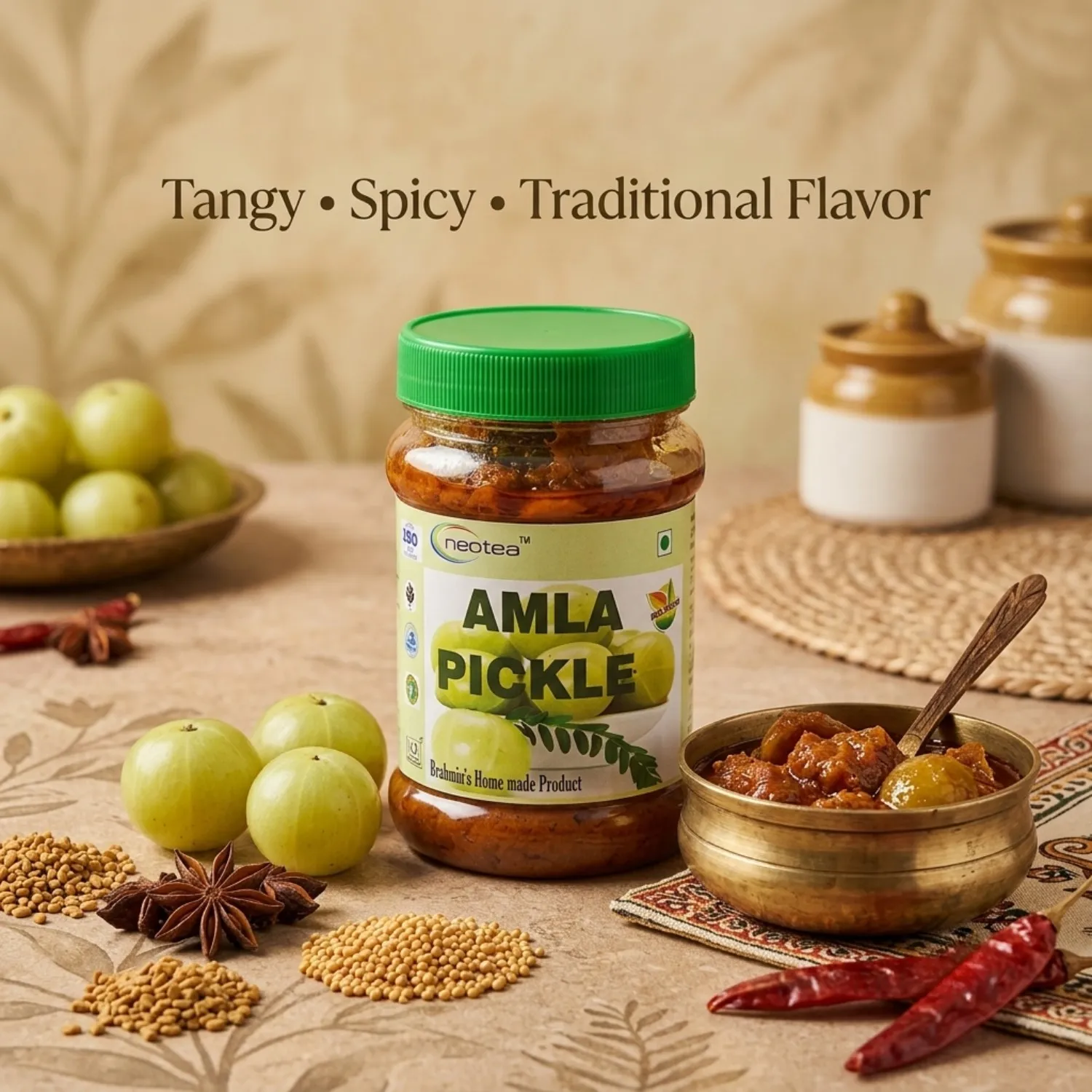 Neotea Homemade Amla Pickle | Indian Gooseberry Pickle | Traditional Amla Pickle | Tangy and Spicy Pickle