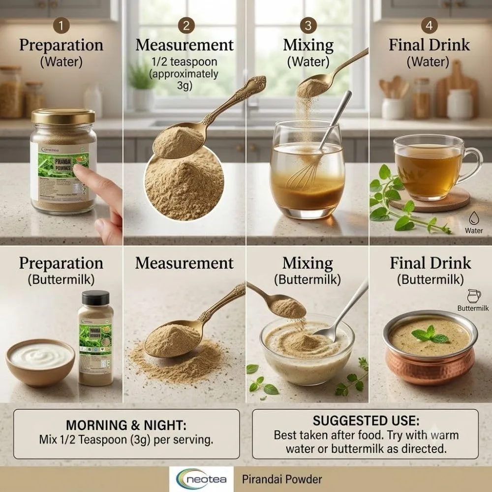 Pure Natural Pirandai Powder | Veldt Grape Powder | Supports Bone & Joint Health | Aid Digestion & Gut Wellness | Traditional Herbal Supplement for Men & Women | 100% Natural & Chemical-Free