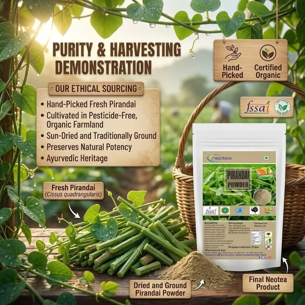Pure Natural Pirandai Powder | Veldt Grape Powder | Supports Bone & Joint Health | Aid Digestion & Gut Wellness | Traditional Herbal Supplement for Men & Women | 100% Natural & Chemical-Free