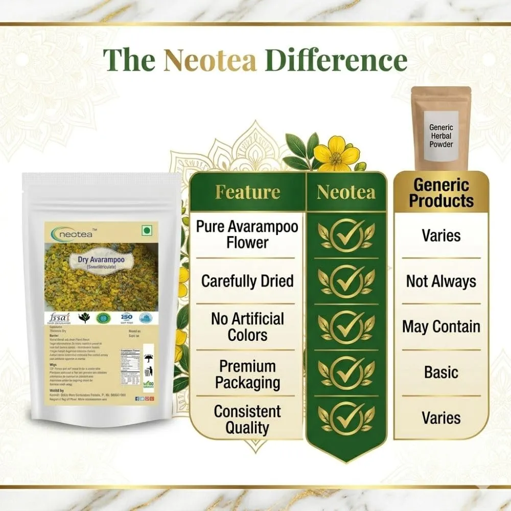 Dry Avarampoo Flower , Dried Senna Auriculata Flowers, Natural Herbal Ingredient, Traditional Herbal Tea & Beverage Preparation