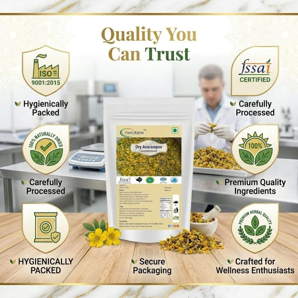 Dry Avarampoo Flower , Dried Senna Auriculata Flowers, Natural Herbal Ingredient, Traditional Herbal Tea & Beverage Preparation