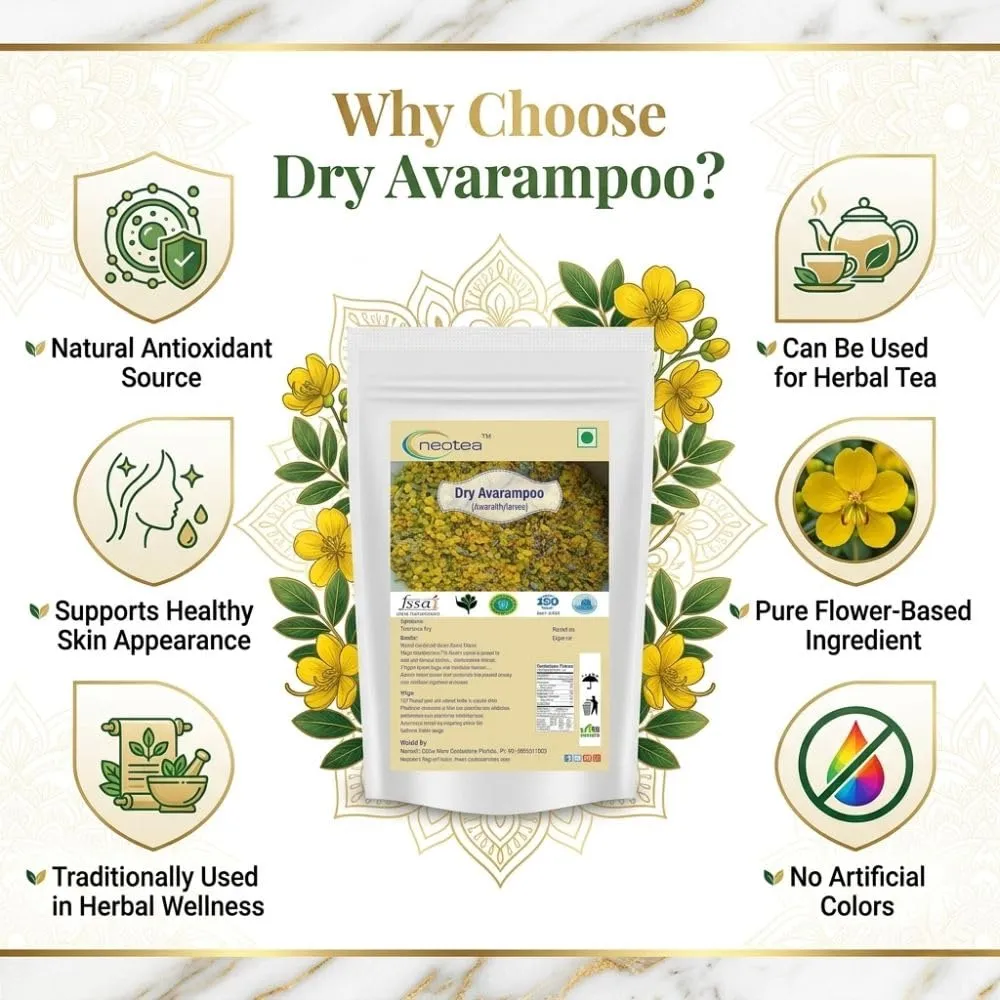 Dry Avarampoo Flower , Dried Senna Auriculata Flowers, Natural Herbal Ingredient, Traditional Herbal Tea & Beverage Preparation