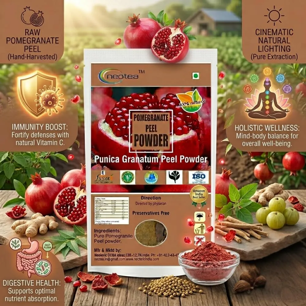 Pomegranate Peel Powder | 100% Natural Dried Pomegranate Peel Powder | Fine Herbal Powder for Everyday Wellness & Traditional Use | Premium Quality, Carefully Processed