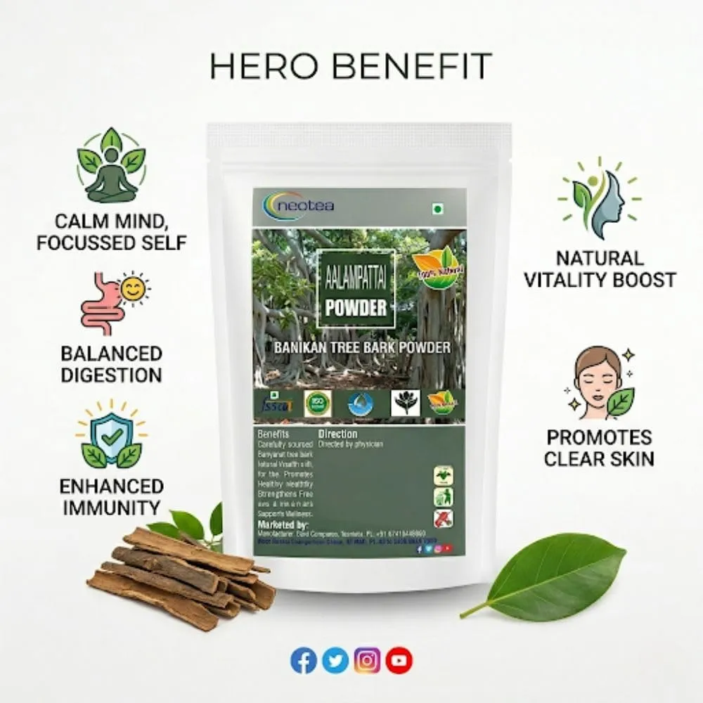Allampattai Powder | Banyan Tree Bark Powder | Ficus Benghalensis | Aalam Pattai | Traditional Ayurvedic Herbal Powder | 100% Natural & Pure