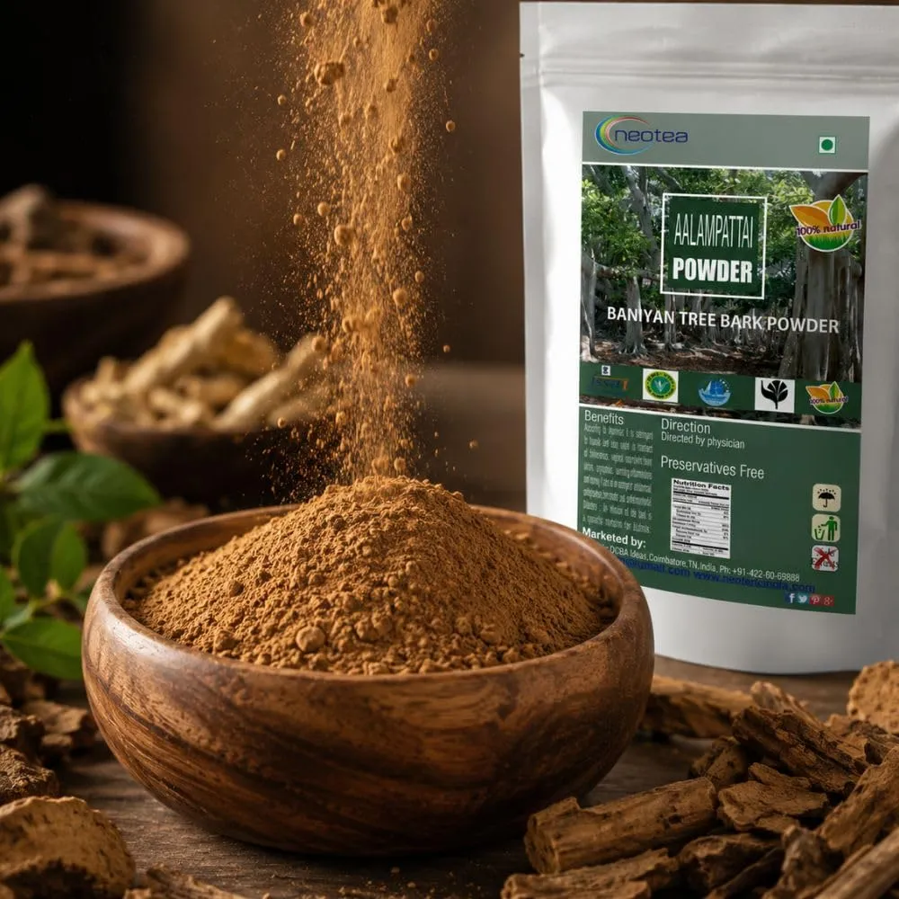 Allampattai Powder | Banyan Tree Bark Powder | Ficus Benghalensis | Aalam Pattai | Traditional Ayurvedic Herbal Powder | 100% Natural & Pure