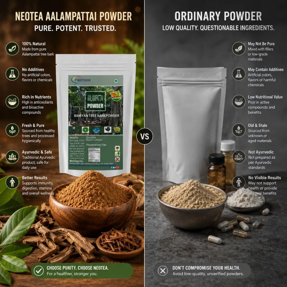 Allampattai Powder | Banyan Tree Bark Powder | Ficus Benghalensis | Aalam Pattai | Traditional Ayurvedic Herbal Powder | 100% Natural & Pure