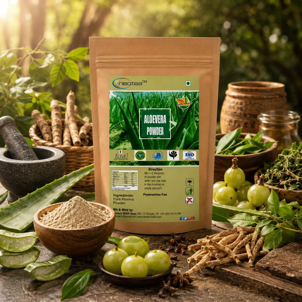 Aloe Vera Powder 100% Natural Pure Herbal Powder for Daily Wellness, Traditional Ayurvedic Use, Skin & Hair Care, Easy to Mix, No Added Preservatives