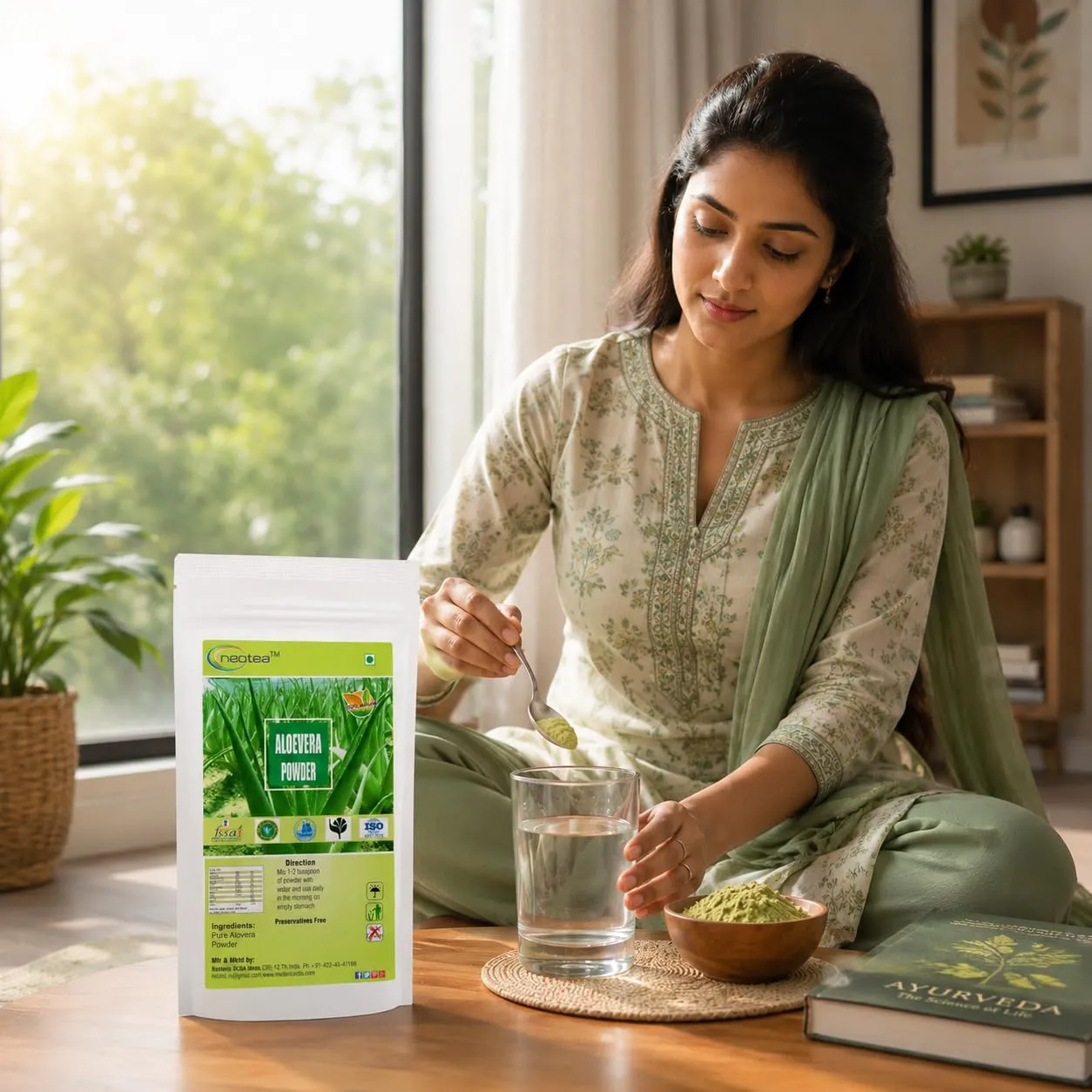 Aloe Vera Powder 100% Natural Pure Herbal Powder for Daily Wellness, Traditional Ayurvedic Use, Skin & Hair Care, Easy to Mix, No Added Preservatives