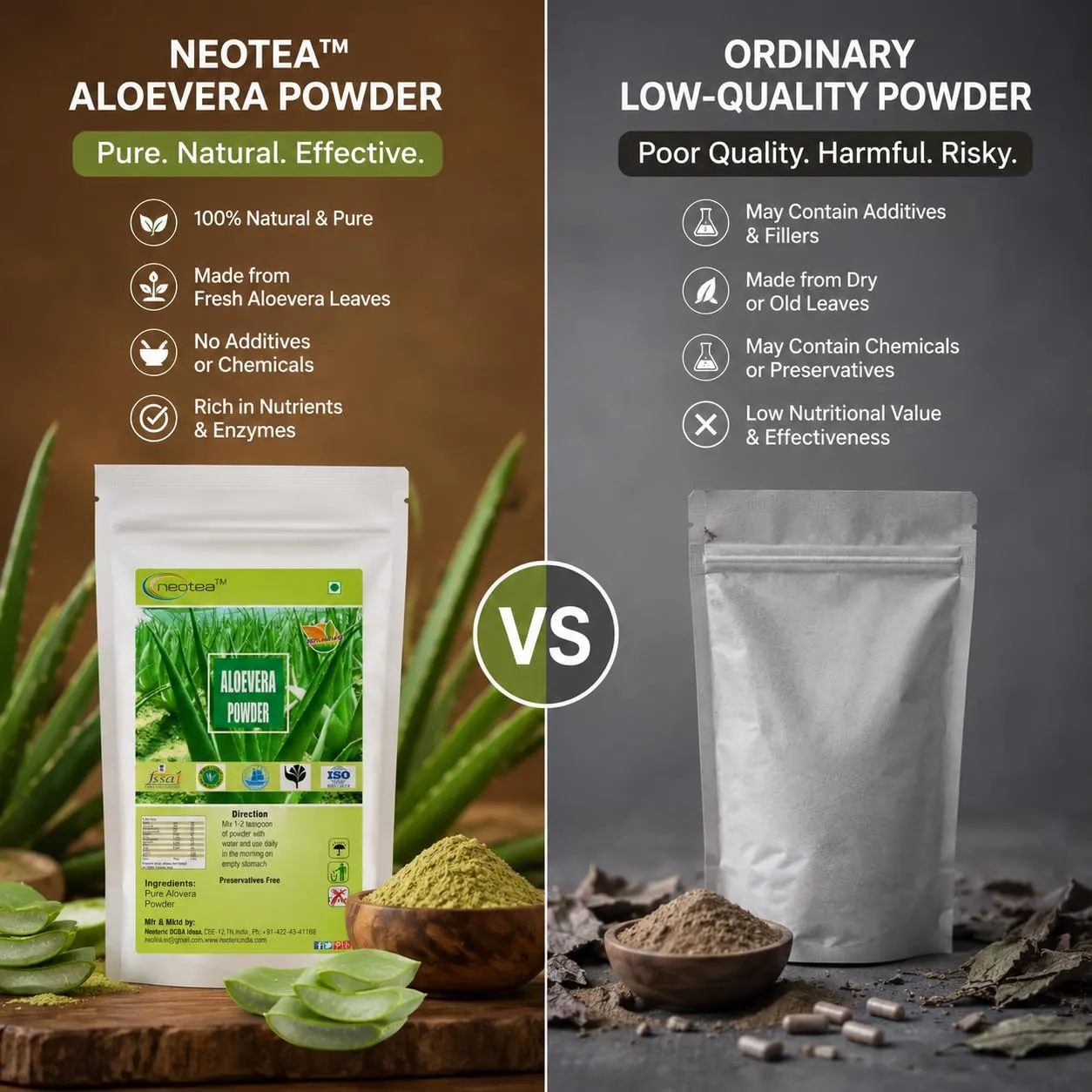 Aloe Vera Powder 100% Natural Pure Herbal Powder for Daily Wellness, Traditional Ayurvedic Use, Skin & Hair Care, Easy to Mix, No Added Preservatives