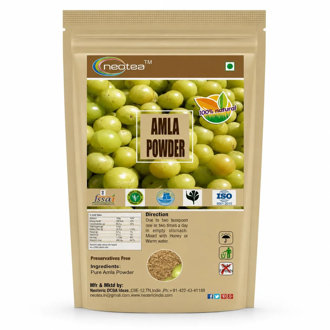 Amla Powder 100% Natural Indian Gooseberry Powder, Pure Amla Fruit Powder for Daily Wellness, Rich in Naturally Occurring Nutrients, Traditional Ayurvedic Ingredient, 100% Vegetarian