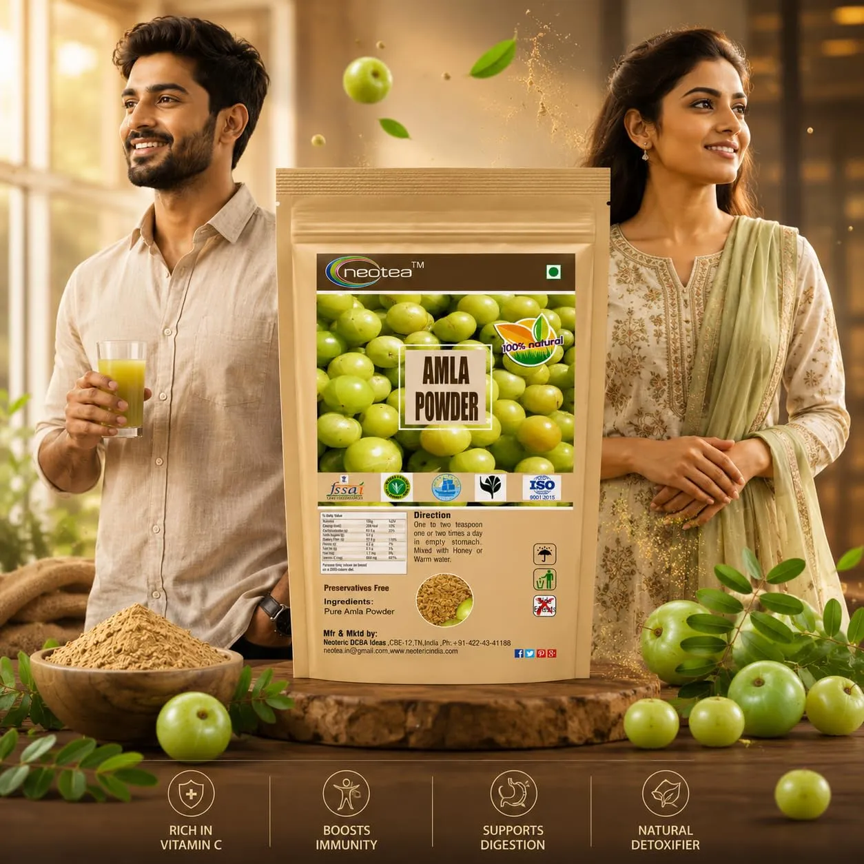Amla Powder 100% Natural Indian Gooseberry Powder, Pure Amla Fruit Powder for Daily Wellness, Rich in Naturally Occurring Nutrients, Traditional Ayurvedic Ingredient, 100% Vegetarian