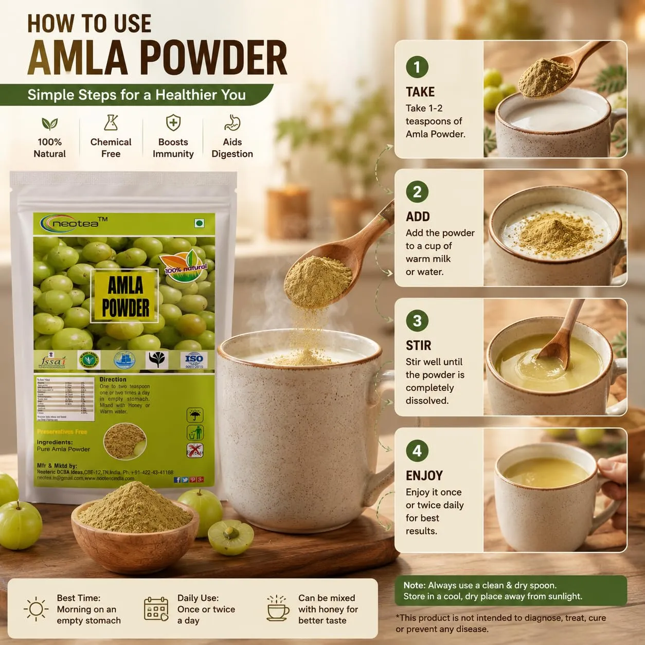 Amla Powder 100% Natural Indian Gooseberry Powder, Pure Amla Fruit Powder for Daily Wellness, Rich in Naturally Occurring Nutrients, Traditional Ayurvedic Ingredient, 100% Vegetarian