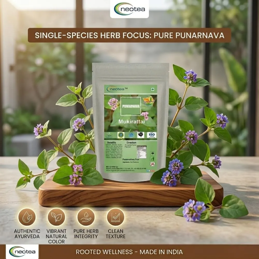 Punarnava Powder | Boerhavia Diffusa Root | Kidney Rejuvenation | Liver & Urinary Wellness | Sathi Jadd | Mookirattai Leaves | Pure & Natural | Certified Organic | Punarva Diffusa | INDIA ORGANIC Certified Herbal Supplement