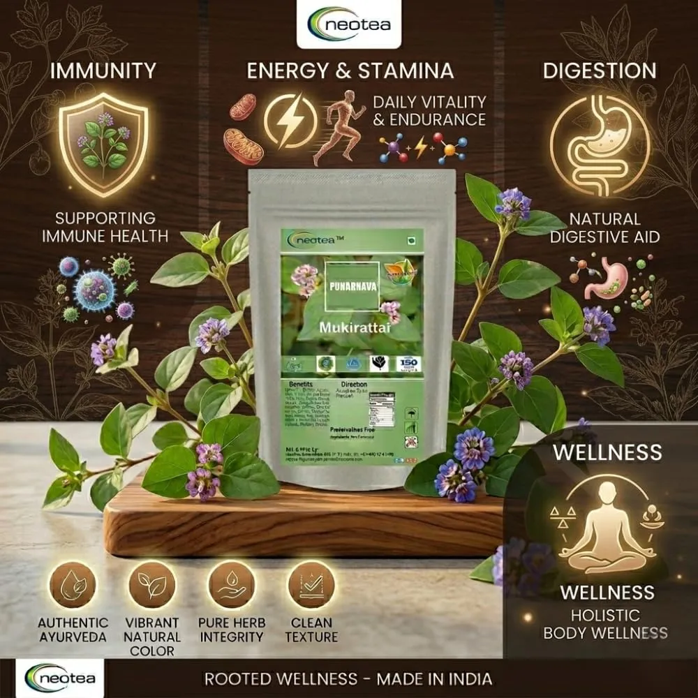 Punarnava Powder | Boerhavia Diffusa Root | Kidney Rejuvenation | Liver & Urinary Wellness | Sathi Jadd | Mookirattai Leaves | Pure & Natural | Certified Organic | Punarva Diffusa | INDIA ORGANIC Certified Herbal Supplement