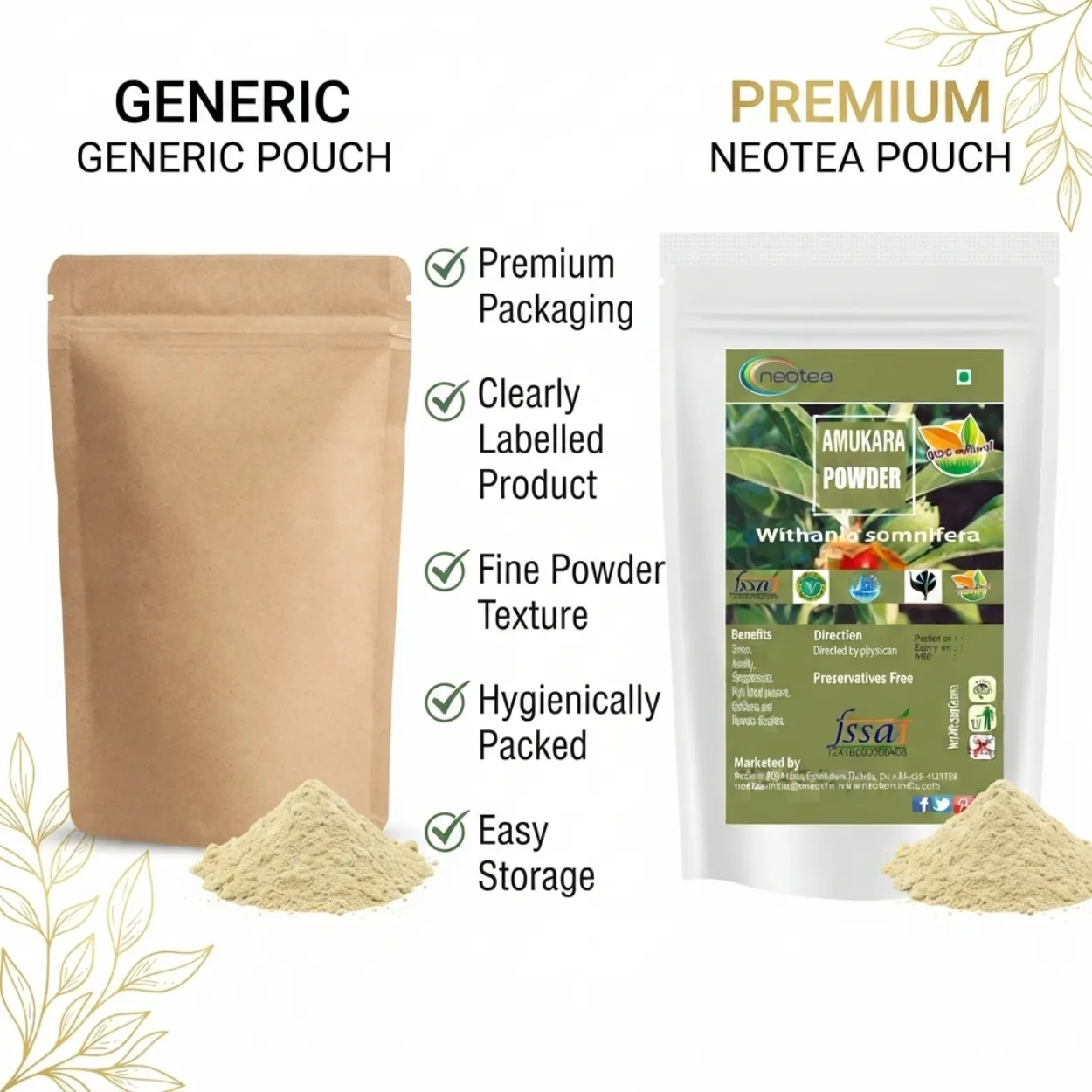 Amukkara Powder 100% Natural Herbal Powder | Traditional Ayurvedic Herb | Pure Amukkara Root Powder | No Added Preservatives | Natural Herbal Wellness Product