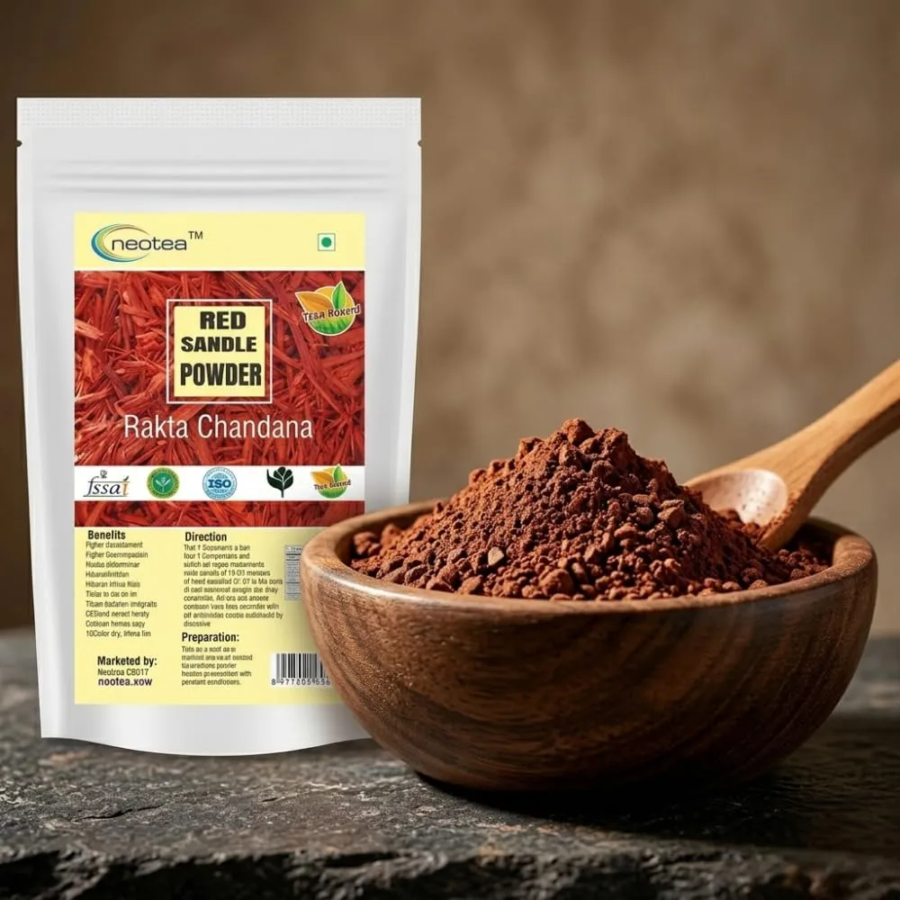 Red Sandalwood Powder for Face & Skin Care | 100% Natural Red Chandan Powder | Fine Ground Red Sandal Powder for DIY Face Packs, Beauty Care, Personal Care & Traditional Indian Beauty Rituals | Premium Quality Botanical Powder