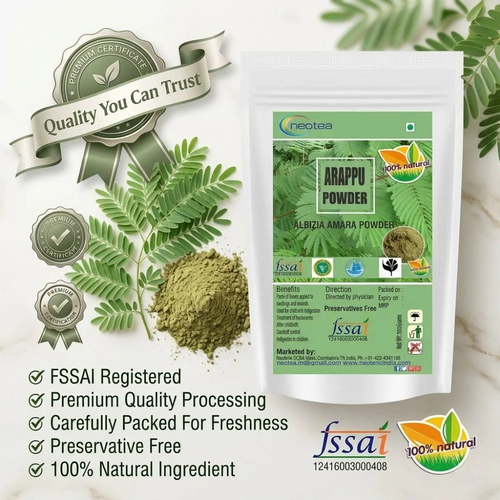 Arappu Powder 100% Natural Arappu Leaf Powder for Hair & Scalp Care, Traditional Herbal Hair Wash Powder, Plant-Based Cleansing Powder, Chemical-Free Herbal Powder