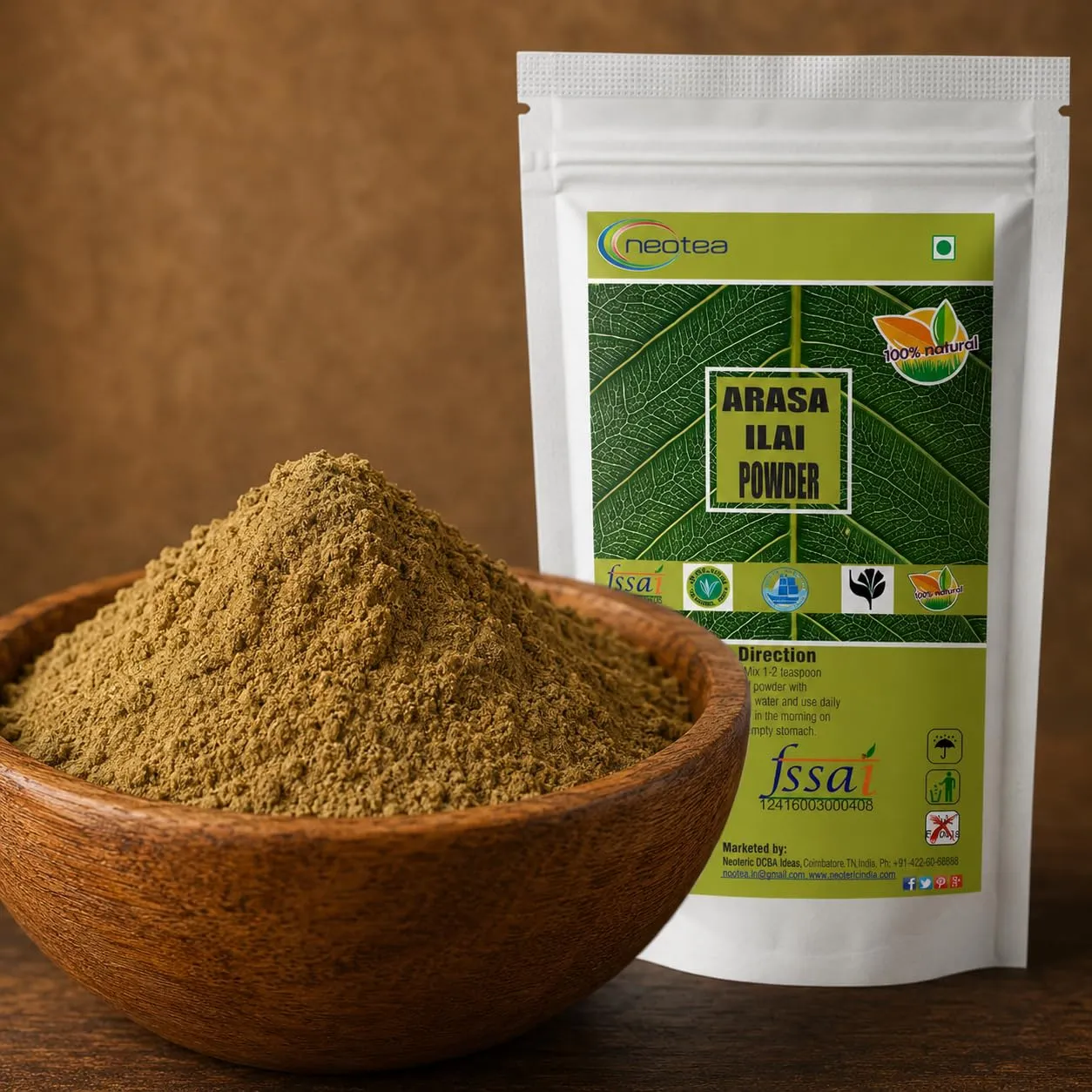 Arasa Ilai Powder | Peepal Tree Leaf Powder | Ficus Religiosa Leaf Powder | 100% Natural Herbal Powder | Traditional Ayurvedic Ingredient | 100% Pure