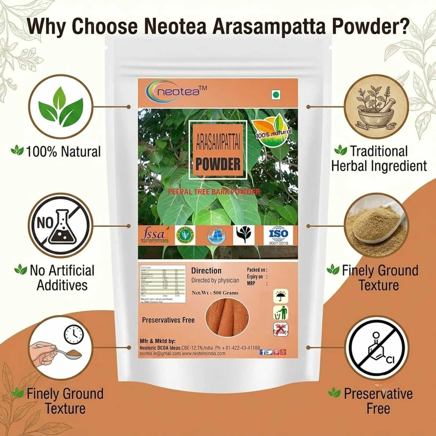 Arasam Pattai Powder | Arasa Pattai Herbal Powder | Sacred Fig Tree Bark Powder | Traditional Ayurvedic Herbal Ingredient | Natural Plant-Based Powder | 100% Natural