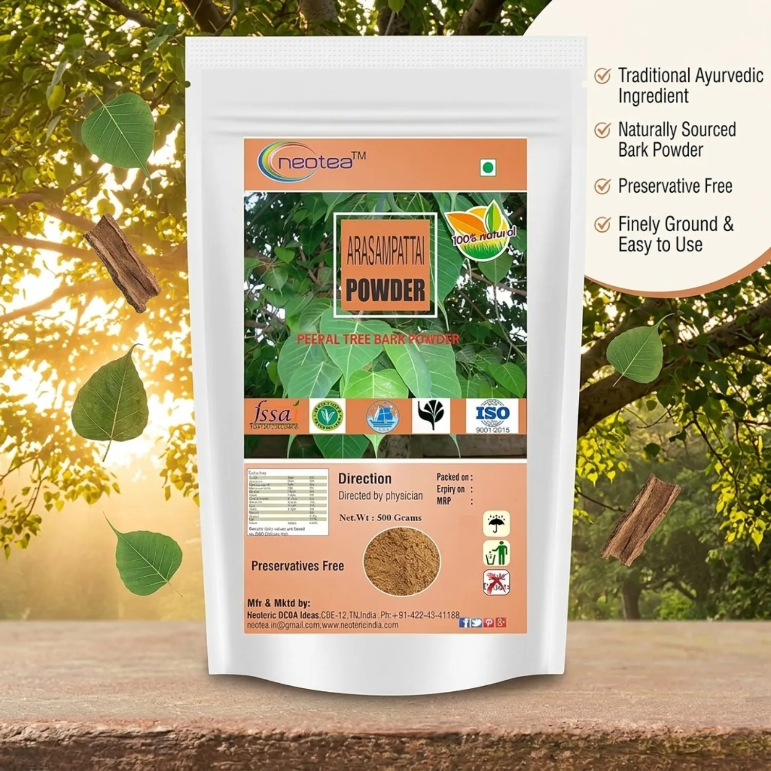 Arasam Pattai Powder | Arasa Pattai Herbal Powder | Sacred Fig Tree Bark Powder | Traditional Ayurvedic Herbal Ingredient | Natural Plant-Based Powder | 100% Natural