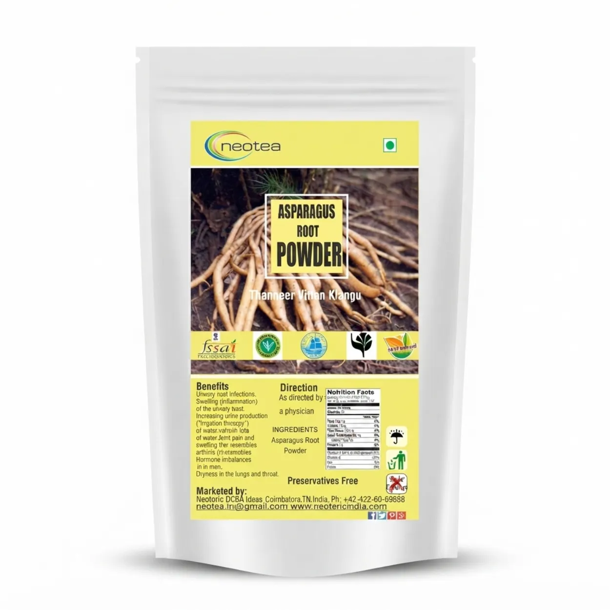 Asparagus Root Powder | 100% Natural Dried Asparagus Root Herbal Powder | Traditional Ayurvedic Wellness Ingredient | Fine Ground Herbal Powder | 100% Pure
