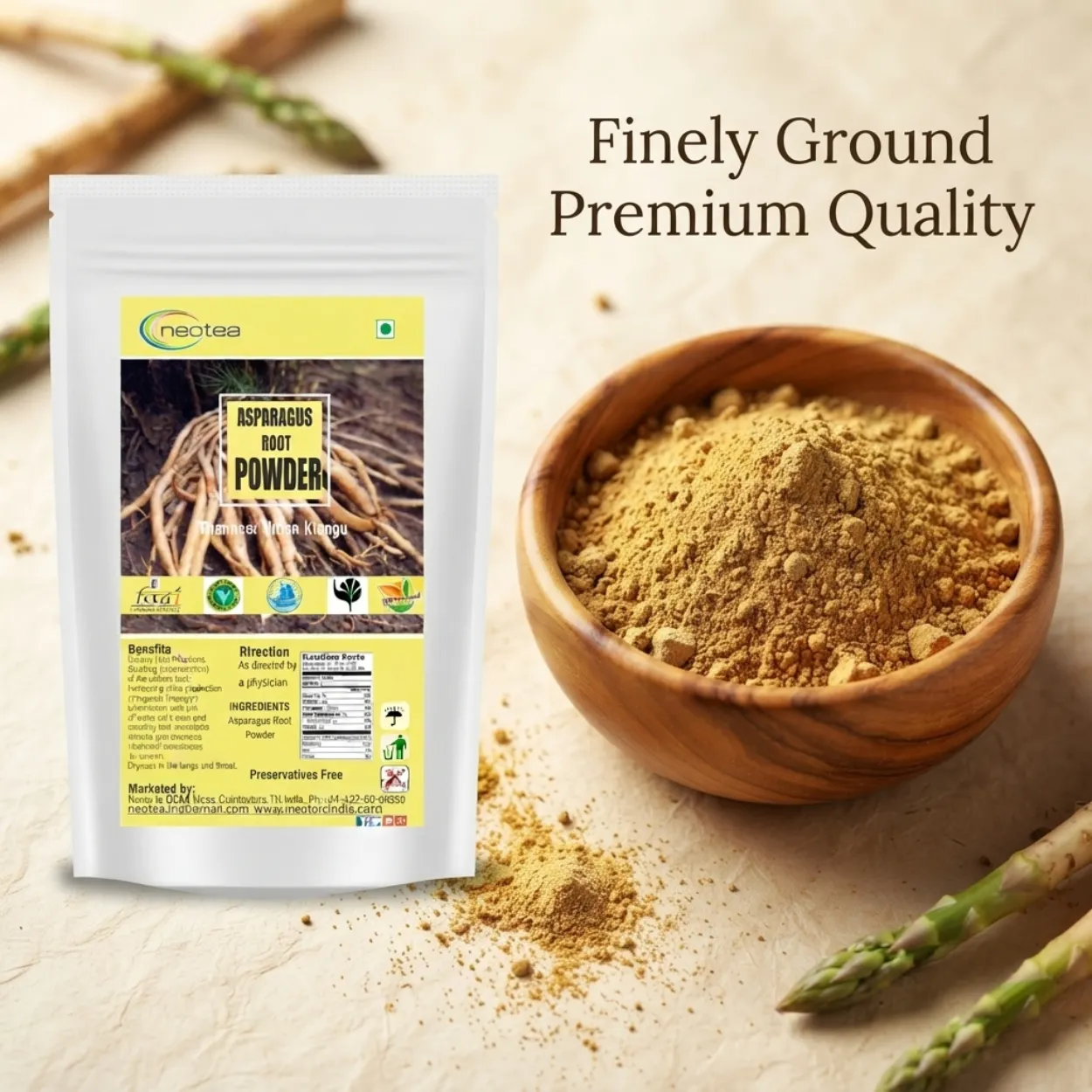Asparagus Root Powder | 100% Natural Dried Asparagus Root Herbal Powder | Traditional Ayurvedic Wellness Ingredient | Fine Ground Herbal Powder | 100% Pure