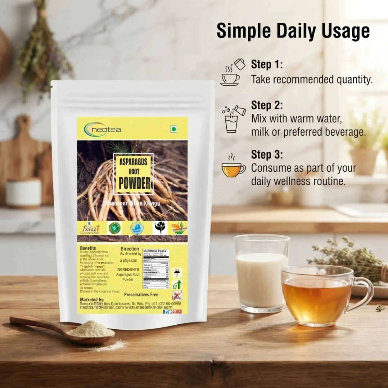 Asparagus Root Powder | 100% Natural Dried Asparagus Root Herbal Powder | Traditional Ayurvedic Wellness Ingredient | Fine Ground Herbal Powder | 100% Pure