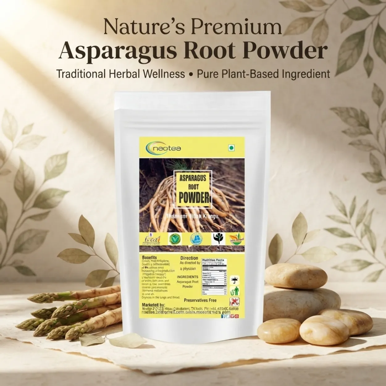 Asparagus Root Powder | 100% Natural Dried Asparagus Root Herbal Powder | Traditional Ayurvedic Wellness Ingredient | Fine Ground Herbal Powder | 100% Pure