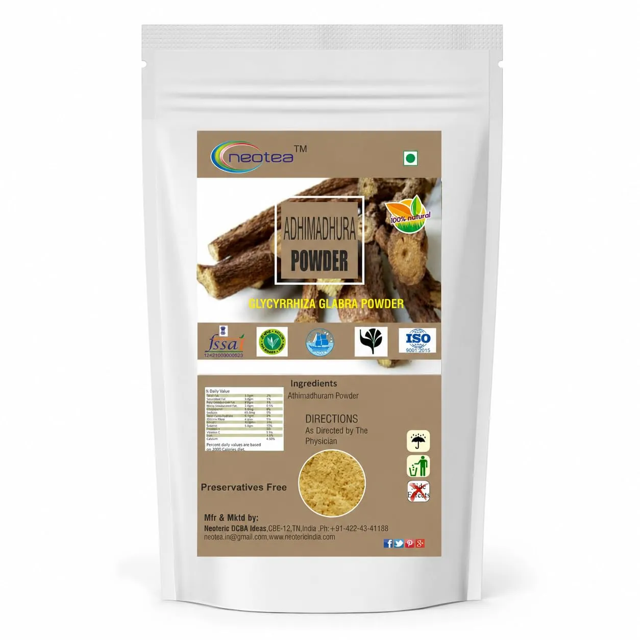 Athimadhuram Powder 100% Natural Licorice Root Powder for Herbal Wellness and Traditional Use