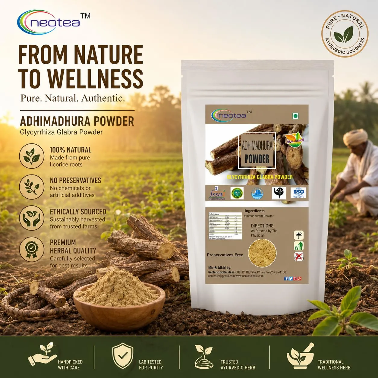 Athimadhuram Powder 100% Natural Licorice Root Powder for Herbal Wellness and Traditional Use