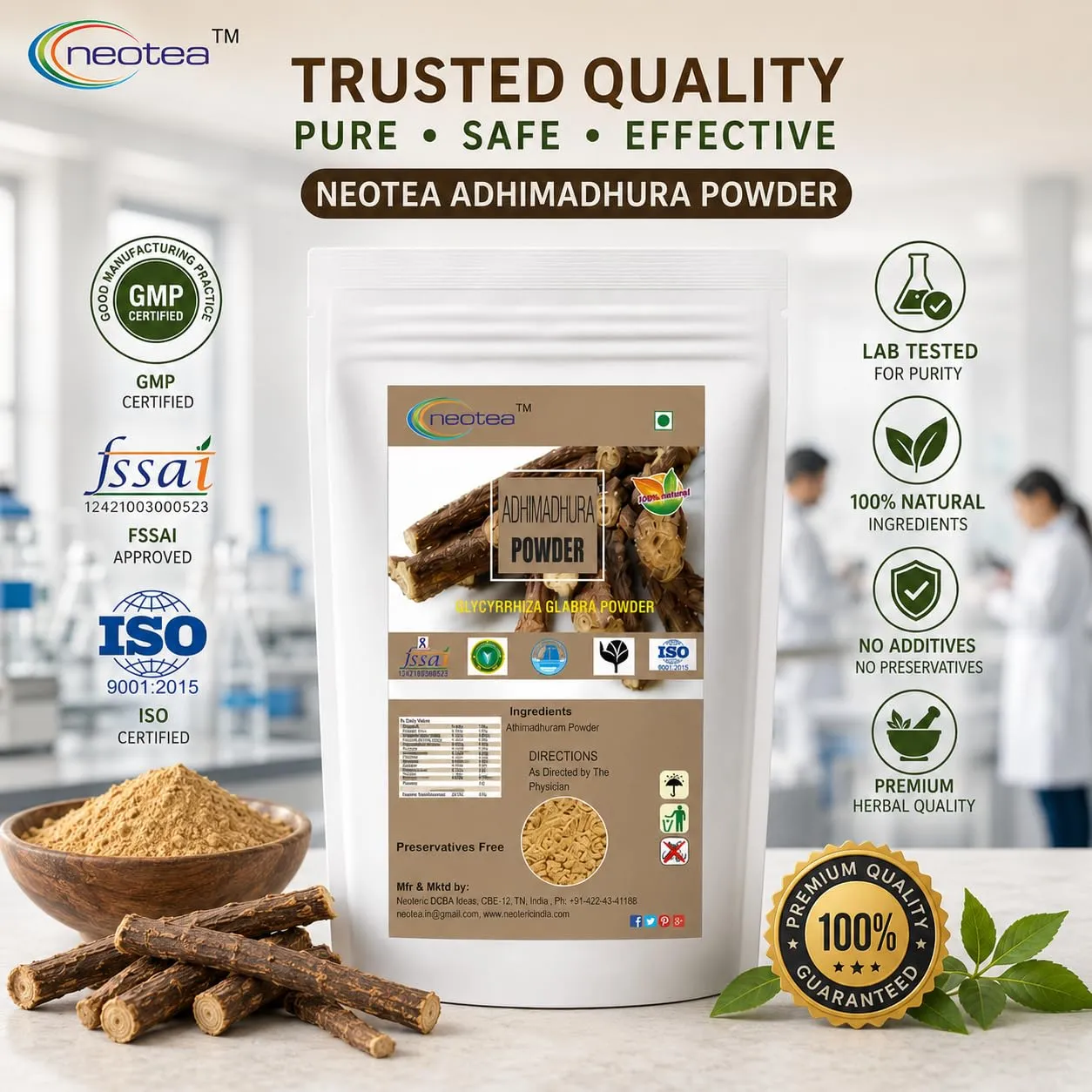 Athimadhuram Powder 100% Natural Licorice Root Powder for Herbal Wellness and Traditional Use