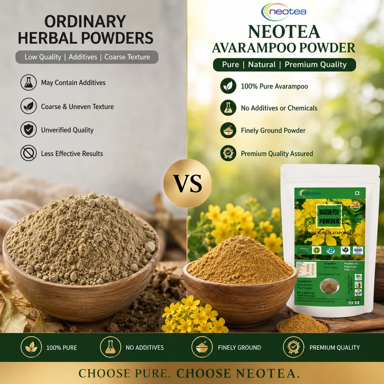 Avarampoo Powder 100% Natural Cassia Auriculata Flower Powder | Traditional Herbal Ingredient for Skin & Personal Care | Fine Herbal Powder | No Added Preservatives