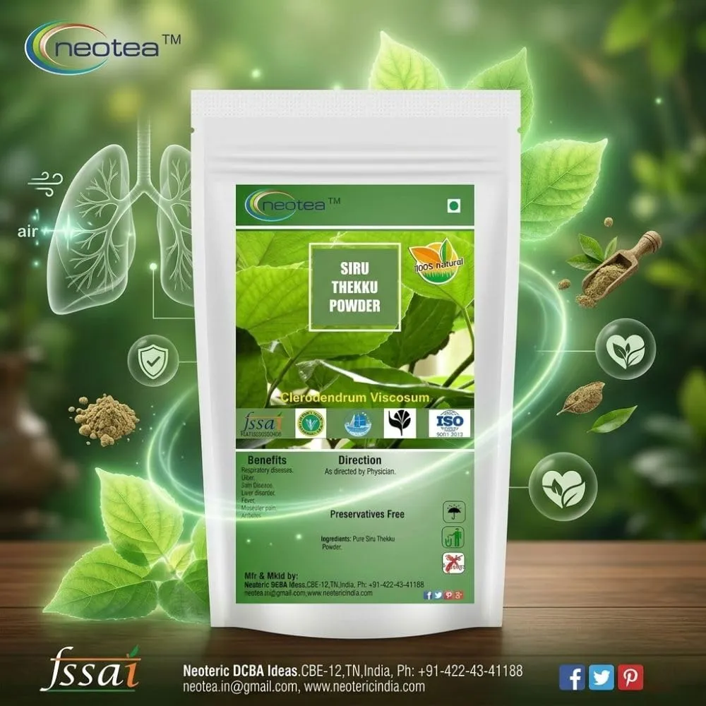 Siru Thekku Powder | Clerodendrum Serratum | Bharangi Herbal Powder | Gantubarangee | Canttubrarangee | Cheru Thekku | 100% Pure & Natural Ayurvedic Supplement | Organic & Chemical-Free