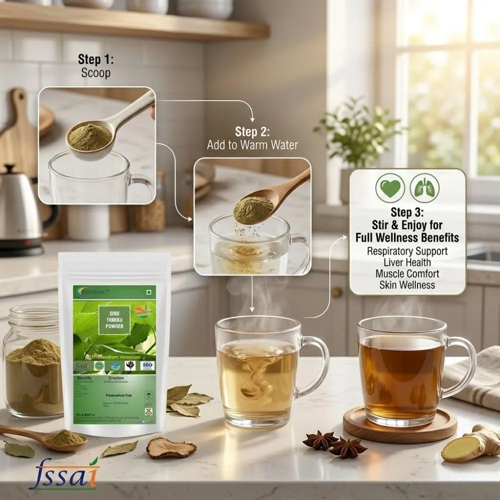 Siru Thekku Powder | Clerodendrum Serratum | Bharangi Herbal Powder | Gantubarangee | Canttubrarangee | Cheru Thekku | 100% Pure & Natural Ayurvedic Supplement | Organic & Chemical-Free