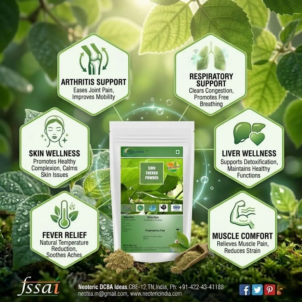 Siru Thekku Powder | Clerodendrum Serratum | Bharangi Herbal Powder | Gantubarangee | Canttubrarangee | Cheru Thekku | 100% Pure & Natural Ayurvedic Supplement | Organic & Chemical-Free