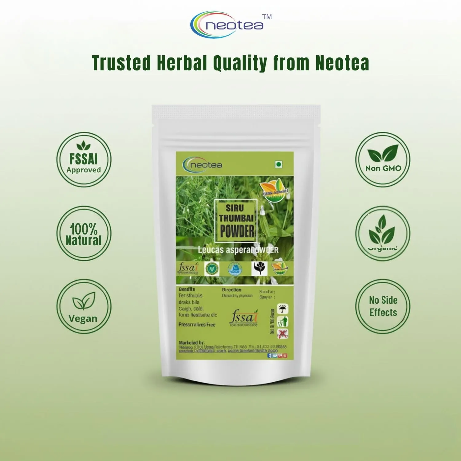 Siru Thumbai Powder | Leucas Aspera (Madhupati, Goma, Dronapushpi, Chota Halkusa) | Respiratory Health Support | Digestive Aid | Oral Care | Immune Booster | Natural Insect Repellent | Herbal Remedy | 100% Pure