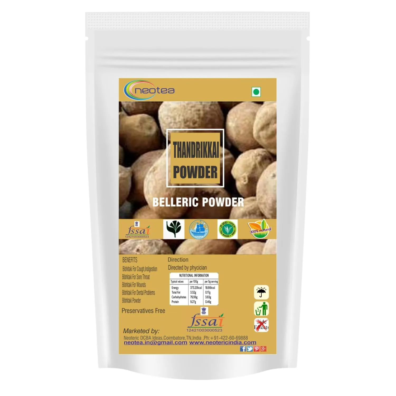 Thandrikkai Powder | Bahera Beleric | Terminalia Bellirica | Bibhitaki Baheda | Bellarica Tanikaya | Non-GMO | No Added Preservatives | Belerica Fruit | Vibhitak Myrobalan | Digestive, Respiratory & Skin Health | Hair Growth & Wellness