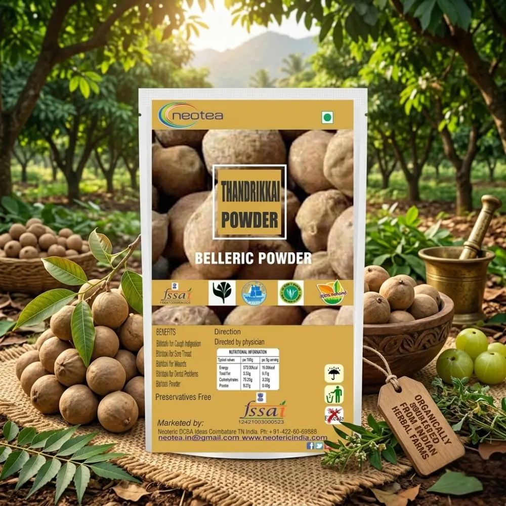 Thandrikkai Powder | Bahera Beleric | Terminalia Bellirica | Bibhitaki Baheda | Bellarica Tanikaya | Non-GMO | No Added Preservatives | Belerica Fruit | Vibhitak Myrobalan | Digestive, Respiratory & Skin Health | Hair Growth & Wellness
