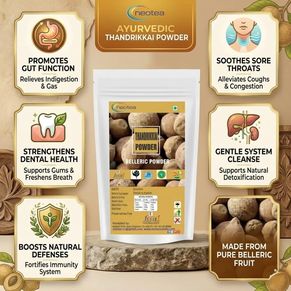 Thandrikkai Powder | Bahera Beleric | Terminalia Bellirica | Bibhitaki Baheda | Bellarica Tanikaya | Non-GMO | No Added Preservatives | Belerica Fruit | Vibhitak Myrobalan | Digestive, Respiratory & Skin Health | Hair Growth & Wellness