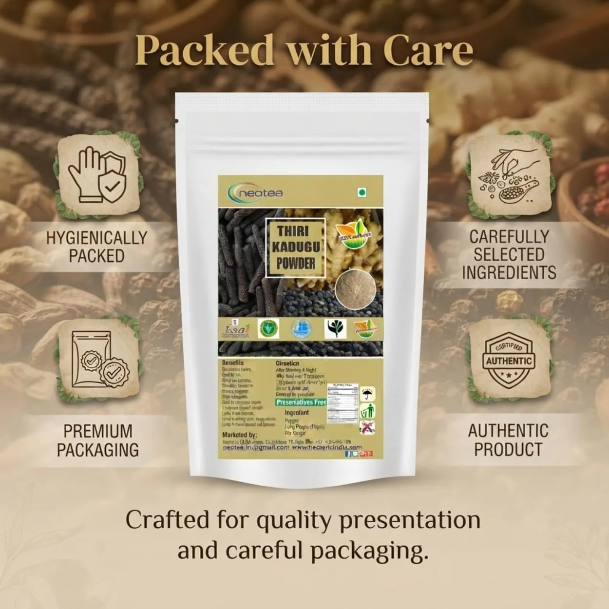 Thirikadugam Trikatu Churna Powder | Thirukaduga Katutraya Three Peppers Blend | Long Pepper, Black Pepper & Ginger | Natural Digestive Support & Metabolism Booster | Herbal Churna for Healthy Digestion