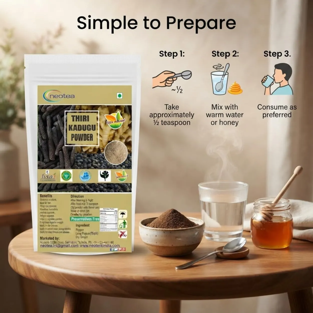 Thirikadugam Trikatu Churna Powder | Thirukaduga Katutraya Three Peppers Blend | Long Pepper, Black Pepper & Ginger | Natural Digestive Support & Metabolism Booster | Herbal Churna for Healthy Digestion
