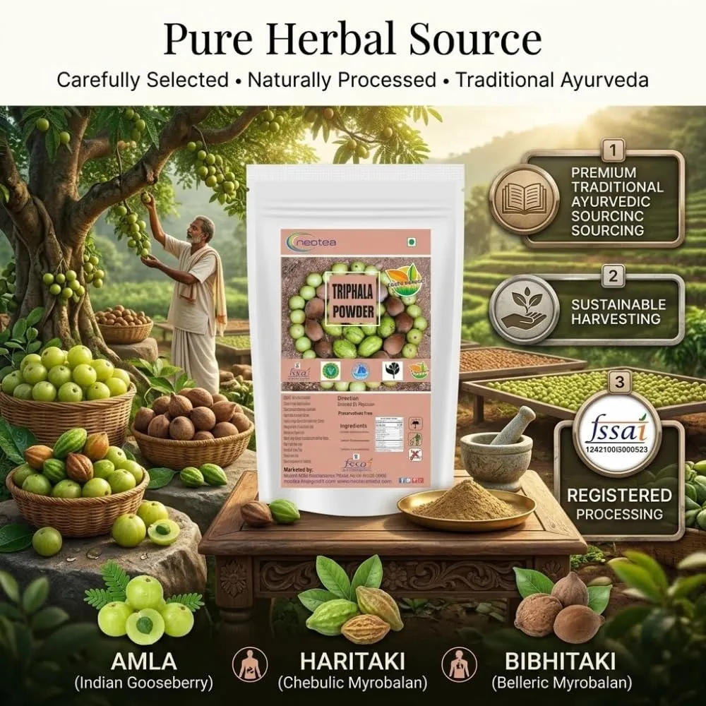 Triphala Powder 100% Natural Herbal Blend of Amla, Haritaki & Bibhitaki | Traditional Ayurvedic Three Fruit Powder | Fine Ground Herbal Powder for Everyday Use