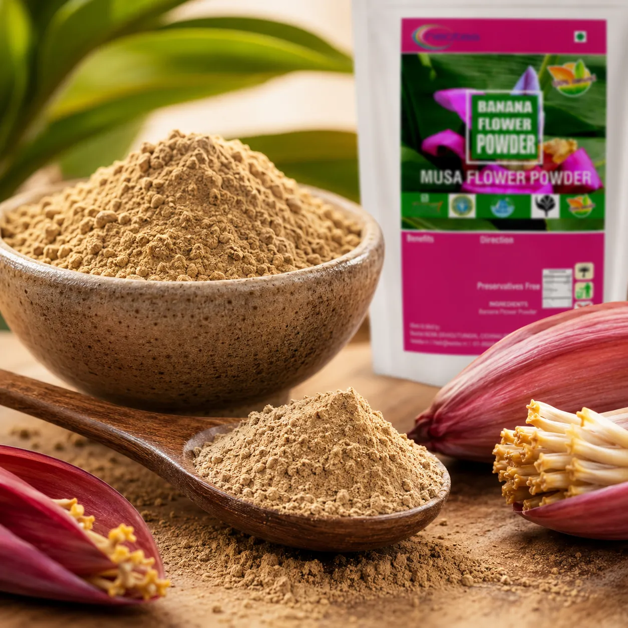 Banana Flower Powder 100% Natural Dried Banana Blossom Powder, Plant-Based Herbal Ingredient for Traditional Recipes, Smoothies & Daily Wellness