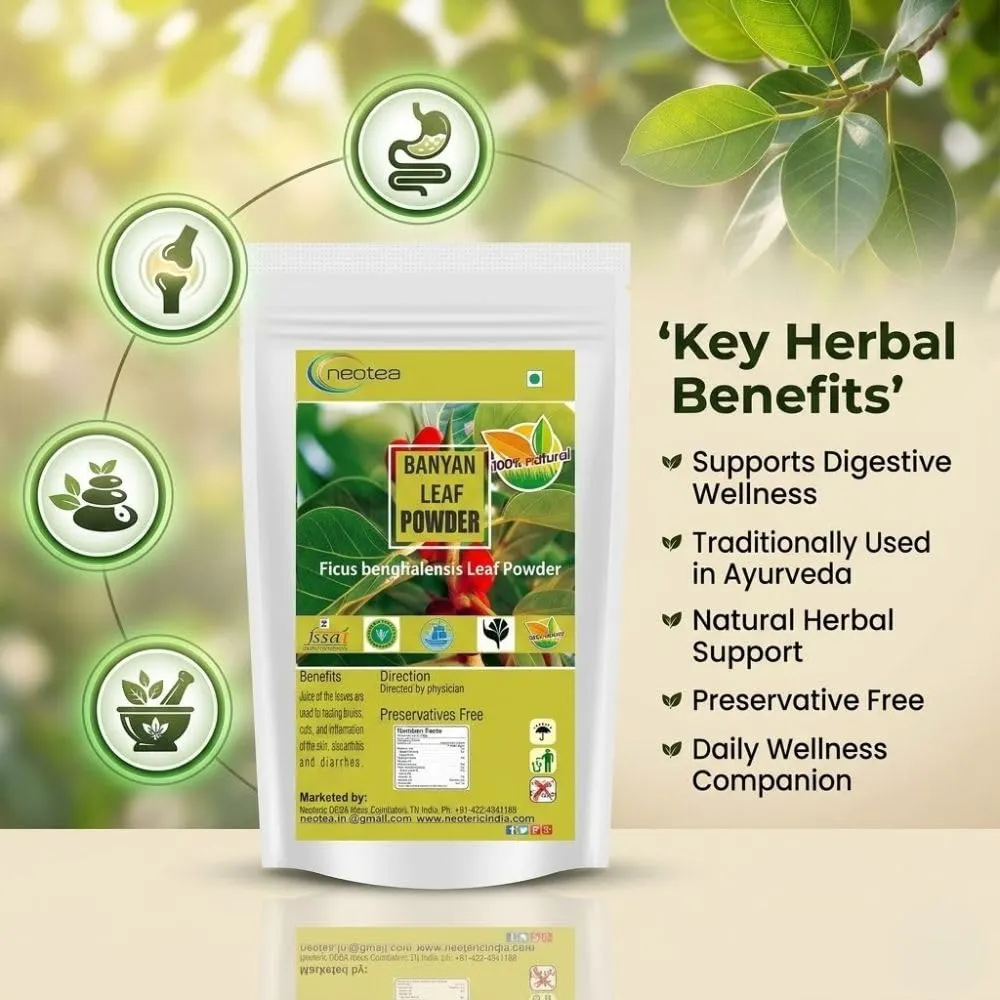 Banyan Leaf Powder | Vata Tree Leaf Powder | 100% Natural & Pure Banyan Leaves | Traditionally Used Herbal Powder | Fine Ground Botanical Ingredient | No Added Preservatives