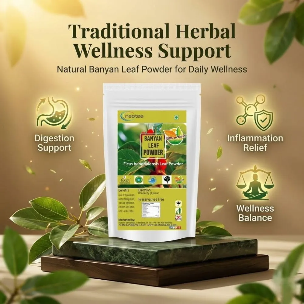 Banyan Leaf Powder | Vata Tree Leaf Powder | 100% Natural & Pure Banyan Leaves | Traditionally Used Herbal Powder | Fine Ground Botanical Ingredient | No Added Preservatives