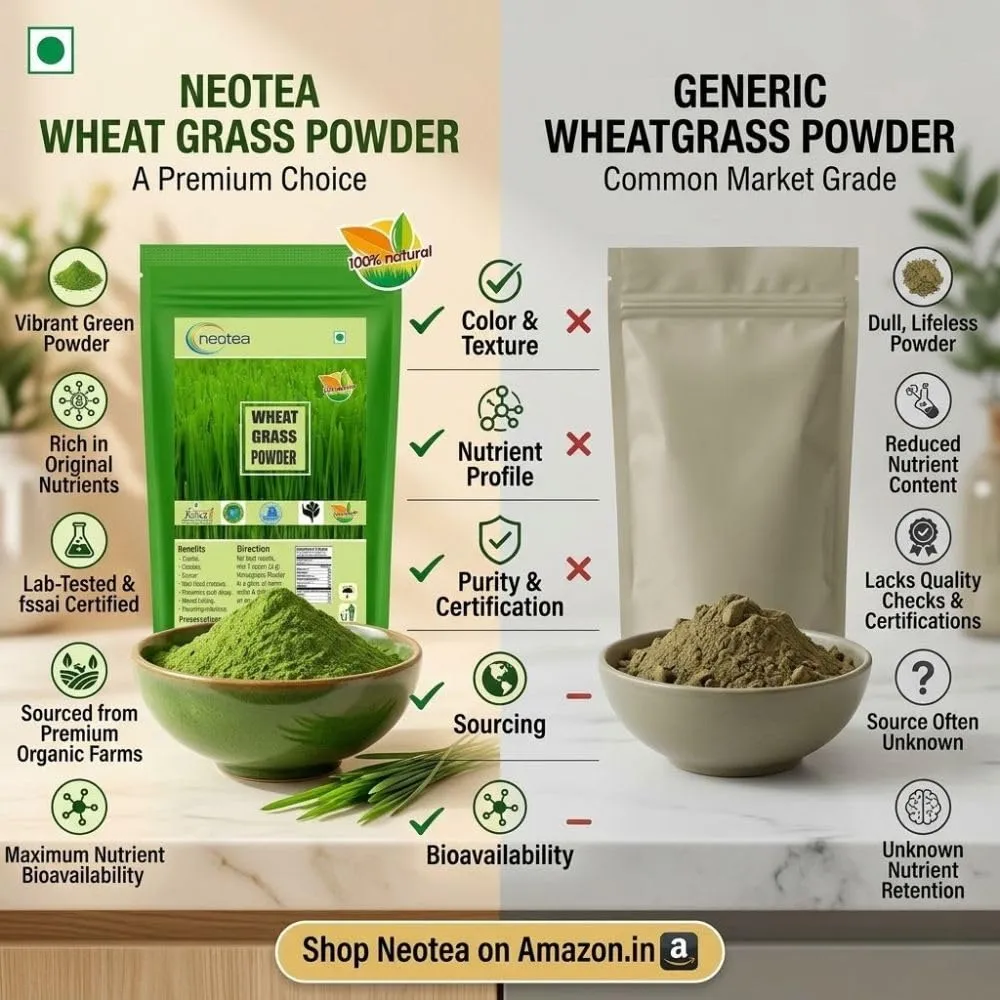 Organic Wheatgrass Powder | Immunity, Energy & Detox Support | Superfood for Skin Health & Stamina | Non-GMO, Vegan, Chemical-Free | Natural Antioxidant for Metabolism & Wellness
